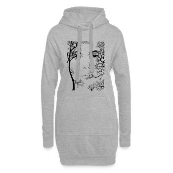 Le visage de la forêt (noir) - Sweat-shirt à capuche long Femme - gris chiné - Devant