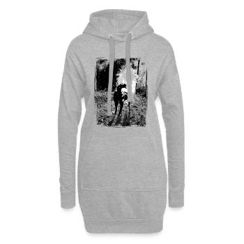 Motif du chien de la forêt nocturne - Sweat-shirt à capuche long Femme - gris chiné - Devant