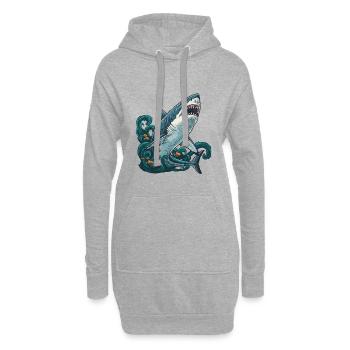 Alter-Predator-Ozean-Weißhai - Hoodie-Kleid - Grau meliert - Vorne
