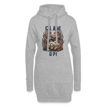 Vintage-Clam Up-Shell-Humor - Hoodie-Kleid - Grau meliert - Vorne