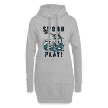 Schwertfisch-Schwertspiel Vintage Humor - Hoodie-Kleid - Grau meliert - Vorne