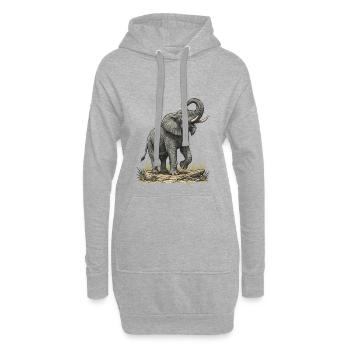 Éléphant Majestueux Safari Vintage - Sweat-shirt à capuche long Femme - gris chiné - Devant