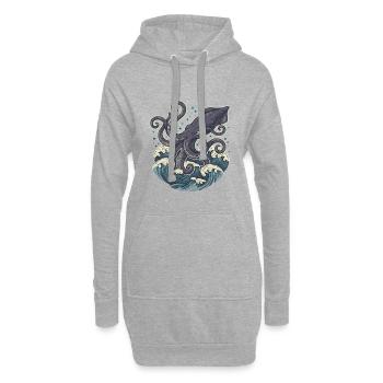 Calmar Géant Kraken des Profondeurs - Sweat-shirt à capuche long Femme - gris chiné - Devant
