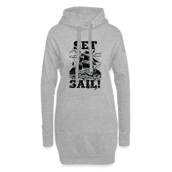 Set Sail Tempête Noire Vintage - Sweat-shirt à capuche long Femme - gris chiné - Devant
