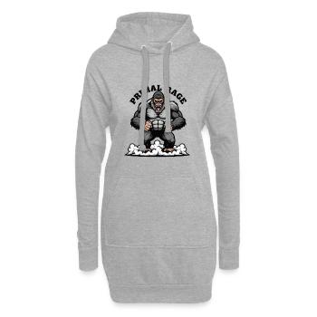 Urwut Gorilla Muskelkraft - Hoodie-Kleid - Grau meliert - Vorne