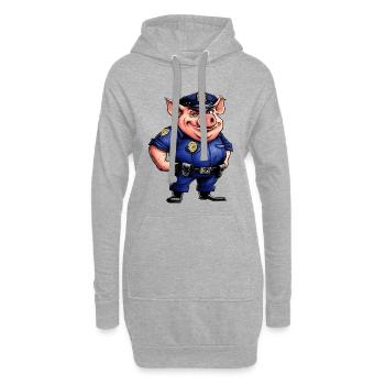 Schwein Polizist - Hoodie-Kleid - Grau meliert - Vorne
