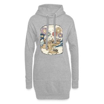 Malte Pyro Pyro Fireworks Kawaii - Sweat-shirt à capuche long Femme - gris chiné - Devant