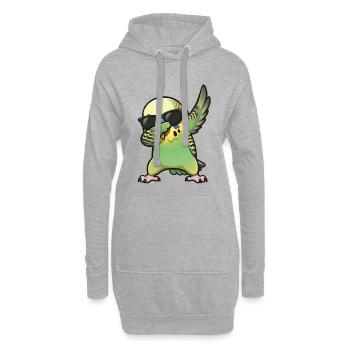 Dabbing Wellensittich gruen - Hoodie-Kleid - Grau meliert - Vorne