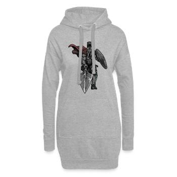 Spartan Warrior Spear Shield Maskottchen-Sport - Hoodie-Kleid - Grau meliert - Vorne