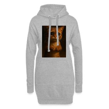 Mignon chaton - Sweat-shirt à capuche long Femme - gris chiné - Devant