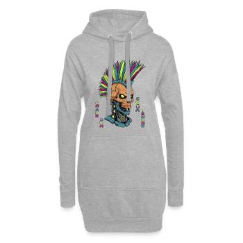 Cyber Skull - Crâne dur, cœur tendre - Sweat-shirt à capuche long Femme - gris chiné - Devant
