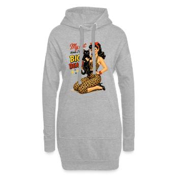 Rockabella & Katze: My cat thinks I'm a big deal - Hoodie-Kleid - Grau meliert - Vorne