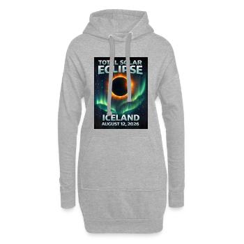 Éclipse solaire totale Islande 2026 Reykjavik - Sweat-shirt à capuche long Femme - gris chiné - Devant