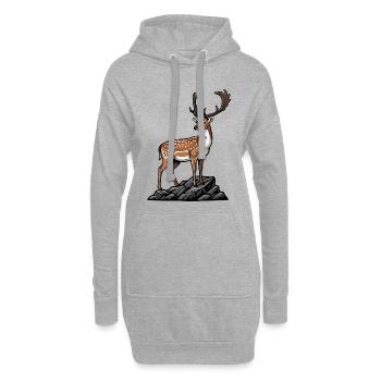 Majestätischer Gefleckter Hirsch Wilde Naturfelsen - Hoodie-Kleid - Grau meliert - Vorne