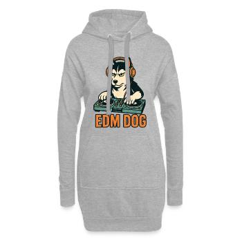 EDM Dog : DJ husky à la console de mixage dans un style rétro - Sweat-shirt à capuche long Femme - gris chiné - Devant