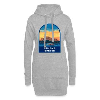 Athen Griechenland Akropolis Retro Sonnenuntergang Reiseabzeichen - Hoodie-Kleid - Grau meliert - Vorne