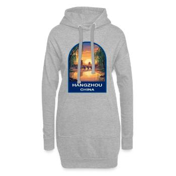Hangzhou China West Lake Retro Sonnenuntergangsabzeichen - Hoodie-Kleid - Grau meliert - Vorne