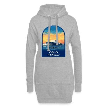 Oslo Norway Opernhaus Retro Sonnenuntergangs-Reiseabzeichen - Hoodie-Kleid - Grau meliert - Vorne