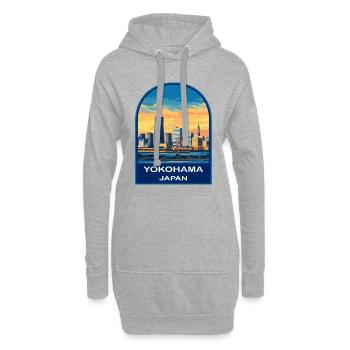 Écusson rétro de la grande roue Yokohama Skyline Japan - Sweat-shirt à capuche long Femme - gris chiné - Devant