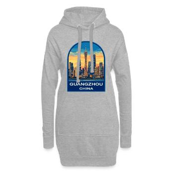 Guangzhou China Canton Tower Skyline Retro-Abzeichen - Hoodie-Kleid - Grau meliert - Vorne