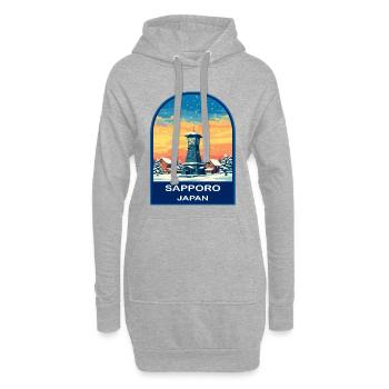 Insigne rétro hivernal de la Tour de l’Horloge de Sapporo au Japon - Sweat-shirt à capuche long Femme - gris chiné - Devant