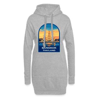 Bangkok Wat Arun Thaïlande Voyage Rétro Sunset Badg - Sweat-shirt à capuche long Femme - gris chiné - Devant