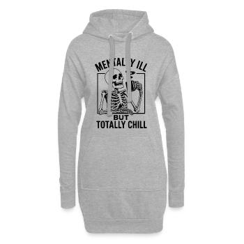 Mentalement malade mais totalement détendu - Sweat-shirt à capuche long Femme - gris chiné - Devant