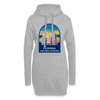 Badge de voyage rétro au coucher de soleil de Miami en Floride - Sweat-shirt à capuche long Femme - gris chiné - Devant