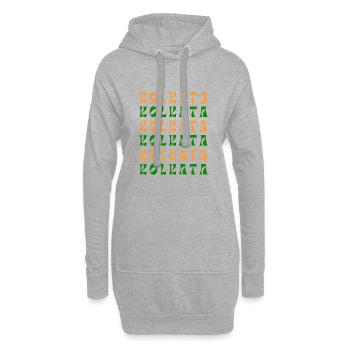 Mosaïque de Kolkata en safran et émeraude - Sweat-shirt à capuche long Femme - gris chiné - Devant
