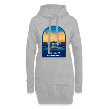 Berlin Brandenburg Gate Retro Sunset Travel Badge - Hoodie Dress - heather grey - Front