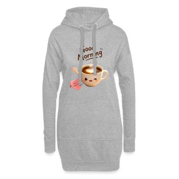 Morgenkaffee mit einem Lächeln - Hoodie-Kleid - Grau meliert - Vorne