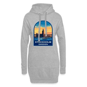Stockholm, Schweden Rathaus Waterfront Retro-Abzeichen - Hoodie-Kleid - Grau meliert - Vorne