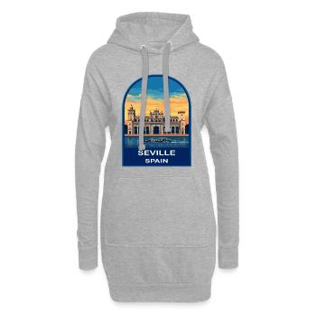 Séville, Espagne, Insigne Rétro Sunset de la Plaza de España - Sweat-shirt à capuche long Femme - gris chiné - Devant