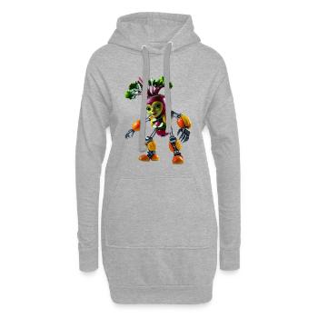 Figurine robot en betterave - Sweat-shirt à capuche long Femme - gris chiné - Devant
