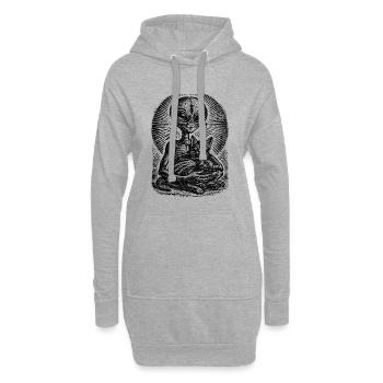 Katze und ALien - Hoodie-Kleid - Grau meliert - Vorne