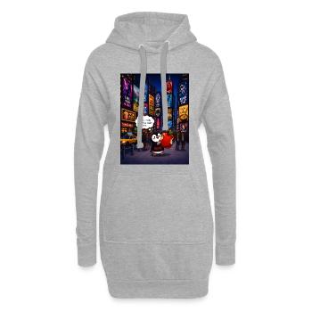 Beak Apple – Drôle de design de pingouin new-yorkais - Sweat-shirt à capuche long Femme - gris chiné - Devant