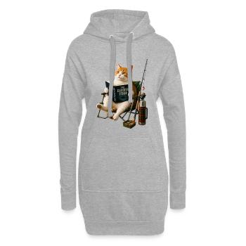 Chat pêcheur - Sweat-shirt à capuche long Femme - gris chiné - Devant