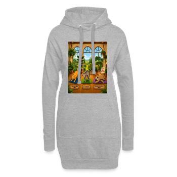 Zusammengebrochenes Faultier – Lustiges Yoga Shirt - Hoodie-Kleid - Grau meliert - Vorne