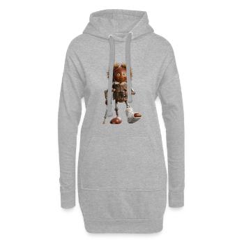 Mascotte robot cacahuète en bois - Sweat-shirt à capuche long Femme - gris chiné - Devant
