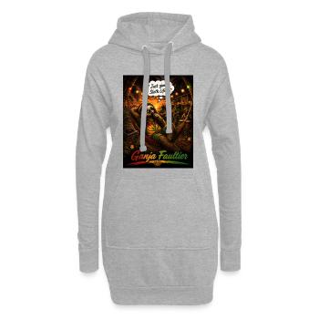 Ganja Faultier – Reggae Faultier mit Tropen-Vibes - Hoodie-Kleid - Grau meliert - Vorne