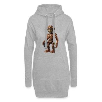 Golem Robot Vigne Steampunk de Raisin - Sweat-shirt à capuche long Femme - gris chiné - Devant