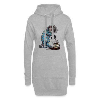 Bonjour Chat - Sweat-shirt à capuche long Femme - gris chiné - Devant