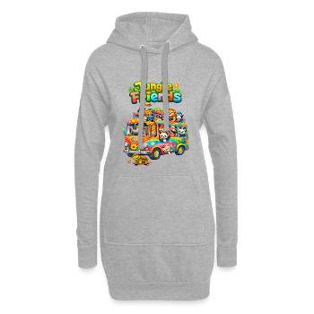 Bus des Amis de la Jungle - Sweat-shirt à capuche long Femme - gris chiné - Devant