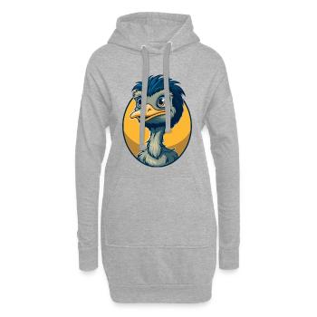 Emu Kawaii Maskottchen-Cartoon-Charakter-Clipart-Logo - Hoodie-Kleid - Grau meliert - Vorne
