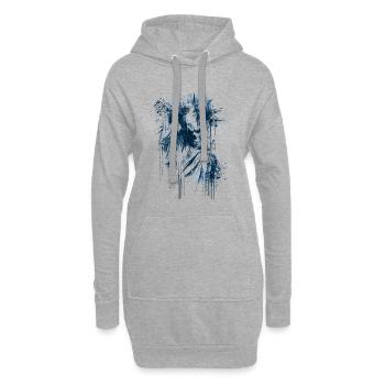 Style larme de la déesse drapée en indigo - Sweat-shirt à capuche long Femme - gris chiné - Devant