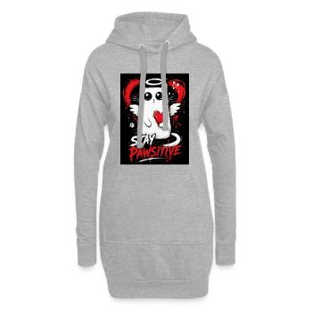Graffiti de chat Stay Pawsitive - Sweat-shirt à capuche long Femme - gris chiné - Devant