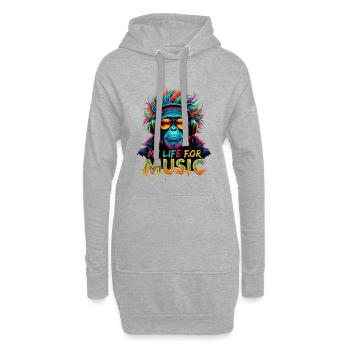 Chimpanzé coloré – Ma vie pour la musique - Sweat-shirt à capuche long Femme - gris chiné - Devant