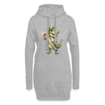 T-Rex aquarelle drôle pour la rentrée scolaire - Sweat-shirt à capuche long Femme - gris chiné - Devant