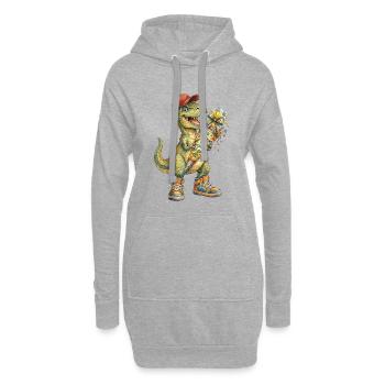 Cooler Aquarell T-Rex für den Schulanfang - Hoodie-Kleid - Grau meliert - Vorne