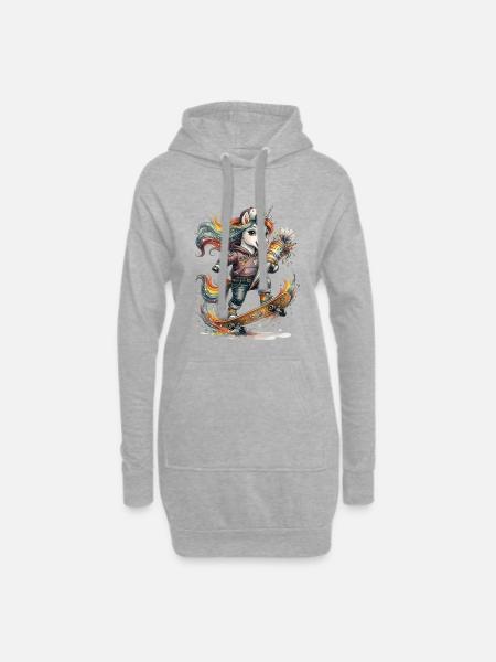 Skater Einhorn zur Einschulung für Schulkind - Hoodie-Kleid - Grau meliert